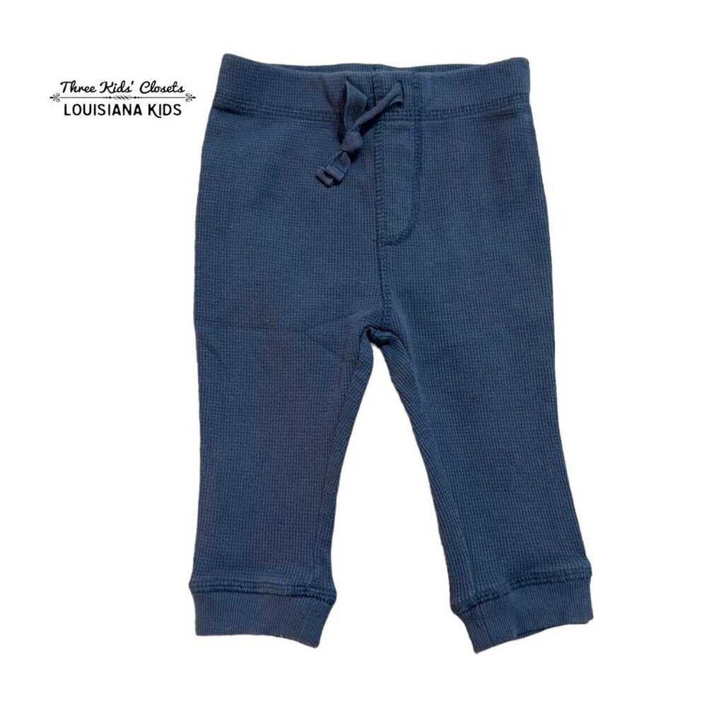 First Impressions 6-9m Blue Waffle Knit Pants